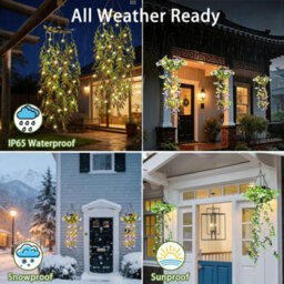 Amorly 4 Pack Solar Hanging Garden Lights,led Artificial Willow Leaf Solar String Lights,ip65 Waterproof Decorative Lights For Garden - thumbnail 4