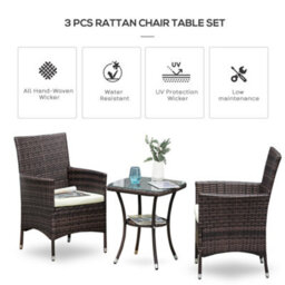 Wyld Haus Lovi Brown 3-Piece Outdoor Bistro Chair Set With Cushions - 2 Armchairs And Coffee Table - thumbnail 5
