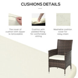 Wyld Haus Lovi Brown 3-Piece Outdoor Bistro Chair Set With Cushions - 2 Armchairs And Coffee Table - thumbnail 8