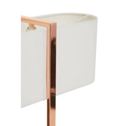 Orsina Copper Finish Table Lamp, White Linen Shade Contemporary Table Light, Minimal Lighting With Square Base - thumbnail 9