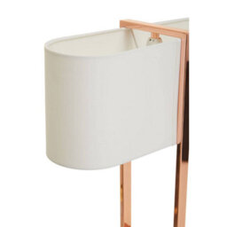 Orsina Copper Finish Table Lamp, White Linen Shade Contemporary Table Light, Minimal Lighting With Square Base - thumbnail 6