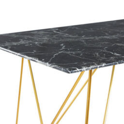 Beliani Dining Table Kenton Black Marble 140 Cm 80 Cm Tempered Glass - thumbnail 5