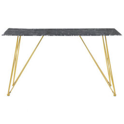 Beliani Dining Table Kenton Black Marble 140 Cm 80 Cm Tempered Glass - thumbnail 4
