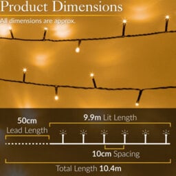 Christow Christmas Indoor/outdoor Battery Led String Lights Green Cable Warm White - 100 - thumbnail 3