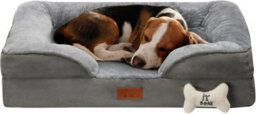 Fur & Bone Orthopedic Dog Bed Medium 70 X 58 X 18 Cm - Washable Plush Velvet Pet Bed With Memory Foam Cushion And Non-Slip Base - thumbnail 1