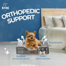 Fur & Bone Orthopedic Dog Bed Medium 70 X 58 X 18 Cm - Washable Plush Velvet Pet Bed With Memory Foam Cushion And Non-Slip Base - thumbnail 5