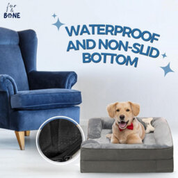 Fur & Bone Orthopedic Dog Bed Medium 70 X 58 X 18 Cm - Washable Plush Velvet Pet Bed With Memory Foam Cushion And Non-Slip Base - thumbnail 4