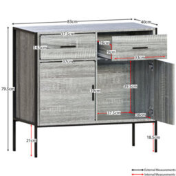 Lassic Vida Designs Brooklyn Grey 2 Door 2 Drawer Sideboard Storage Cabinet Cupboard - thumbnail 2
