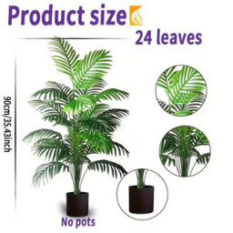 2Pcs Realistic Areca Palm Artificial Plants Without Pot , 24 Leaves, Indoor And Outdoor Decor - thumbnail 2