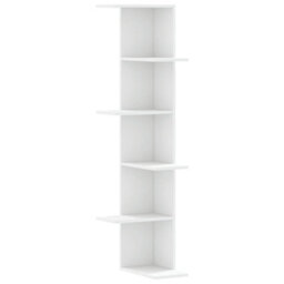 Berkfield Wall Corner Shelf White 36.5X36.5X140 Cm Engineered Wood - thumbnail 2