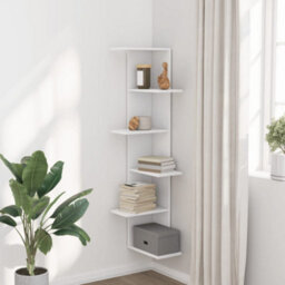 Berkfield Wall Corner Shelf White 36.5X36.5X140 Cm Engineered Wood - thumbnail 3