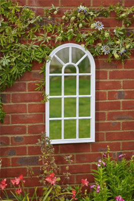 Smart Garden Silvergris Arched Wall Panelled Mirror White Garden Outdoor Indoor - image 1