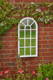 Smart Garden Silvergris Arched Wall Panelled Mirror White Garden Outdoor Indoor - thumbnail 1