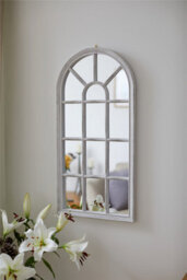Smart Garden Silvergris Arched Wall Panelled Mirror White Garden Outdoor Indoor - thumbnail 2