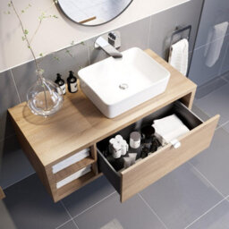 Affine Bathroom Wall Hung Vanity Unit Sink Cabinet Wash Basin Sink Storage Drawer 1100 - thumbnail 4