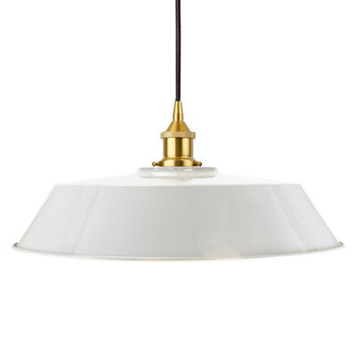 Pale Grey Large Chancery Painted Dome Pendant Light With Polished Brass Lamp Holder And Black Round Cable - Se Home - image 1