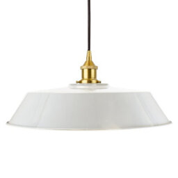 Pale Grey Large Chancery Painted Dome Pendant Light With Polished Brass Lamp Holder And Black Round Cable - Se Home