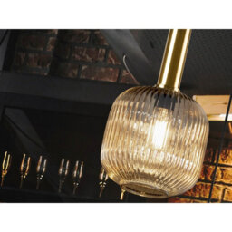 Luminosa Lighting Luminosa Norma Globe Pendant Ceiling Light Black, Brass, Amber Glass, E27 - Uk Stock - thumbnail 3