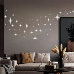 Star Mirror, 82Pcs 3D Silver Star Wall Stickers Removable Acrylic Wall Mirror Decorative Wall Mirror - thumbnail 2