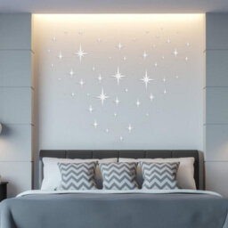 Star Mirror, 82Pcs 3D Silver Star Wall Stickers Removable Acrylic Wall Mirror Decorative Wall Mirror - thumbnail 4