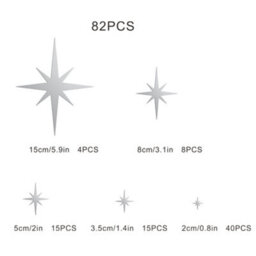 Star Mirror, 82Pcs 3D Silver Star Wall Stickers Removable Acrylic Wall Mirror Decorative Wall Mirror - thumbnail 5