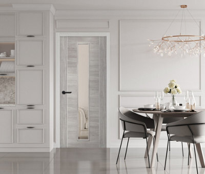 XL Joinery Internal Laminate White Grey Forli With Clear Glass - 2040 X 926 X 40mm - image 1