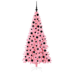 Vidaxl Christmas Tree With 300 Leds With Stand Pink 180 Cm Pvc - thumbnail 4
