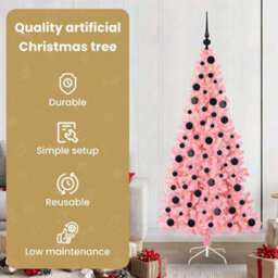 Vidaxl Christmas Tree With 300 Leds With Stand Pink 180 Cm Pvc - thumbnail 7
