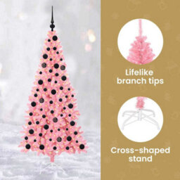 Vidaxl Christmas Tree With 300 Leds With Stand Pink 180 Cm Pvc - thumbnail 8