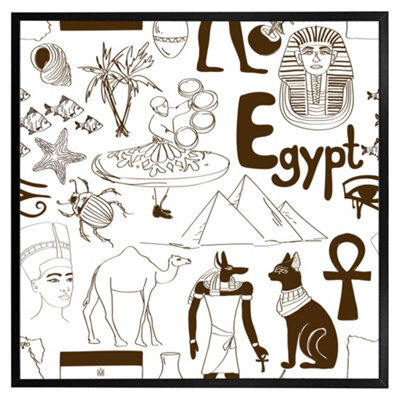 "Andrew Lee Hand Drawn Sketch Egypt (Picutre Frame) / 20X20"" / Brown" - image 1