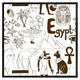 "Andrew Lee Hand Drawn Sketch Egypt (Picutre Frame) / 20X20"" / Brown" - thumbnail 8