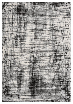 Obsidian Modern Low Pile Area Rug - Oblique Abstract Design Grey 200Cm X 290Cm - image 1