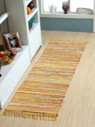 Second Nature Online Festival Recycled Cotton Blend Rag Rug In Varied Colourways Indoor And Outdoor Use / 60 Cm X 210 Cm / Yellow