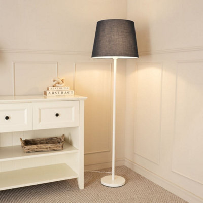 Valuelights Charles White Floor Lamp With Black Tapered Shade - image 1