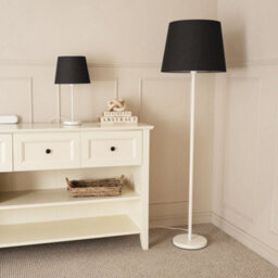 Valuelights Charles White Floor Lamp With Black Tapered Shade - thumbnail 4