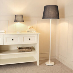 Valuelights Charles White Floor Lamp With Black Tapered Shade - thumbnail 3