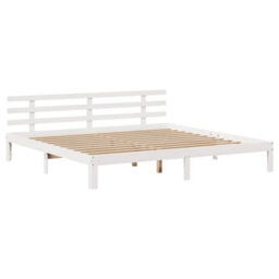 Berkfield Bed Frame With Headboard Without Mattress White 180X200 Cm Super King - thumbnail 5