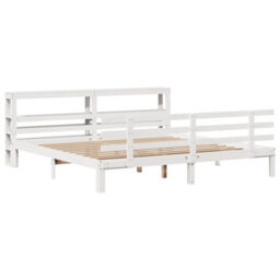 Berkfield Bed Frame With Headboard Without Mattress White 180X200 Cm Super King - thumbnail 3