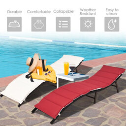 Costway Sun Lounger With Double-Sided Cushioned Seat For Garden Lawn Backyard - thumbnail 4