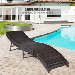 Costway Sun Lounger With Double-Sided Cushioned Seat For Garden Lawn Backyard - thumbnail 5
