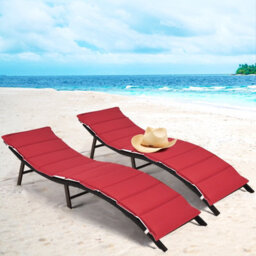 Costway Sun Lounger With Double-Sided Cushioned Seat For Garden Lawn Backyard - thumbnail 3