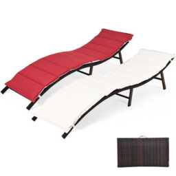 Costway Sun Lounger With Double-Sided Cushioned Seat For Garden Lawn Backyard - thumbnail 1