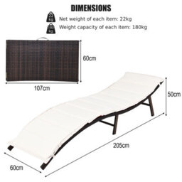 Costway Sun Lounger With Double-Sided Cushioned Seat For Garden Lawn Backyard - thumbnail 2