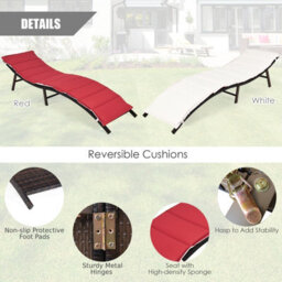 Costway Sun Lounger With Double-Sided Cushioned Seat For Garden Lawn Backyard - thumbnail 9