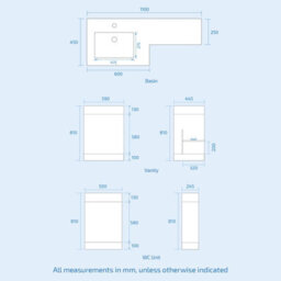 Nes Home 1100mm Left Hand Freestanding Grey Vanity With Back To Wall Toilet, Wc & Basin - thumbnail 8