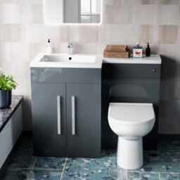 Nes Home 1100mm Left Hand Freestanding Grey Vanity With Back To Wall Toilet, Wc & Basin - thumbnail 2