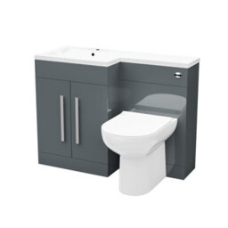 Nes Home 1100mm Left Hand Freestanding Grey Vanity With Back To Wall Toilet, Wc & Basin - thumbnail 7