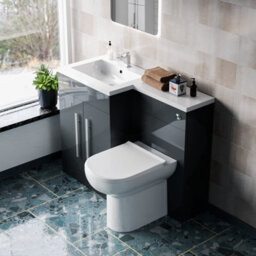 Nes Home 1100mm Left Hand Freestanding Grey Vanity With Back To Wall Toilet, Wc & Basin - thumbnail 5