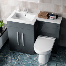 Nes Home 1100mm Left Hand Freestanding Grey Vanity With Back To Wall Toilet, Wc & Basin - thumbnail 4