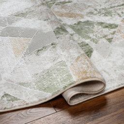 Livabliss San Francisco-Abstract Green Tan Taupe Modern Marble Living Dining Bedroom Rug 160 X 213 Cm Easy Care, Non Shedding - thumbnail 4